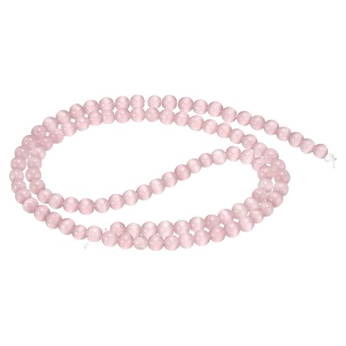 HARFINGTON 98 Stück hellviolette Katzenaugen-Steinperlen, 4 mm, rund, glatt, Edelstein-Kristall, lose Perlen für Schmuckherstellung, Armbänder, Halsketten, Ohrringe, DIY von HARFINGTON