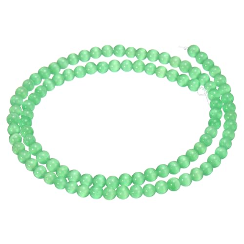 HARFINGTON 98 dunkelgrüne Katzenaugen-Steinperlen, 4 mm, rund, glatt, Edelstein-Kristall, lose Perlen für Schmuckherstellung, Armbänder, Halsketten, Ohrringe, DIY von HARFINGTON