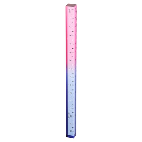 HARFINGTON Acryllineal, klar, gerade, 15 cm, metrisch, transparent, Farbverlauf, dreidimensionales Kunststoff-Lineal, quadratisches Würfel-Messwerkzeug für Klassenzimmer, Büro, Blau-Rosa von HARFINGTON