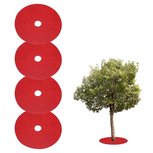HARFINGTON Baummulchring, 15 cm, Vlies, rund, Unkrautschutzmatte, Pflanzenabdeckungsringe für Unkraut, Gras, Wurzelschutz, Rot, 4 Stück HARFINGTON Baummulchring, 15 cm, Vlies, rund, Unkrautschutzmatte, Pflanzenabdeckungsringe für Unkraut, Gras, Wurzelschutz, Rot, 4 Stück von HARFINGTON