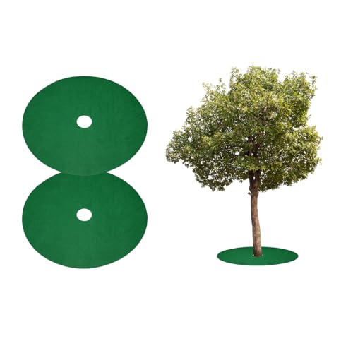 HARFINGTON Baummulchring, 82,8 cm, Vlies, rund, Baumschutz, Unkrautsperre, Pflanzenabdeckungsringe für Unkraut, Gras, Wurzelschutz, Grün, 2 Stück von HARFINGTON