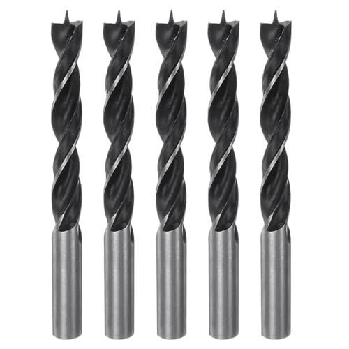 HARFINGTON Brad Point Bohrer 13 mm Durchmesser, gerader runder Schaft, metrischer Spiralbohrer für Weichholz, Hartholz, Sperrholz, Kunststoff, Gummi, Holzbohrer, Schwarz, 5 Stück von HARFINGTON