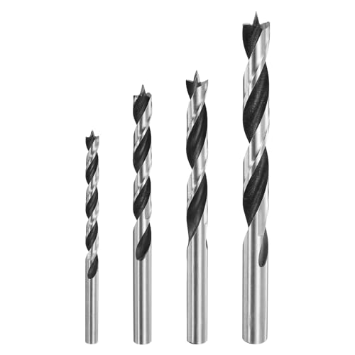 HARFINGTON Brad Point Drill Bits 6+8+10+12mm Dia Straight Round Shank Drill Metric Brad Point Spiral Drill Bits for Carpenter Woodworking Plastic Rubber von HARFINGTON