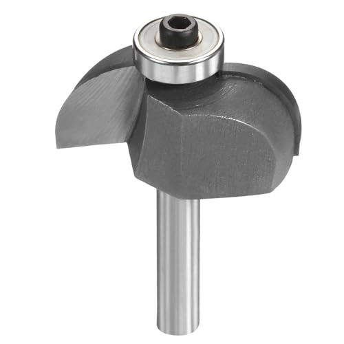 HARFINGTON Cove Fräser-Bit, 6,35 mm Schaft, 3,8 cm Durchmesser, 4,2 cm Schnitthöhe, Radius, erhöhte Platten-Bit, Kantenformung für Heimwerker, Holzbearbeitung, Silber von HARFINGTON