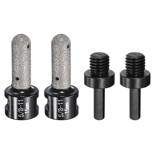 HARFINGTON Diamant-Fingerfräser, 15 mm, 2 Löcher mit 5/8-Zoll-11-Gewinde mit Umwandlung zum Vergrößern, Formen, Fräsen vorhandener Löcher auf Marmor-Arbeitsplatte, Schwarz, 4 Stück von HARFINGTON