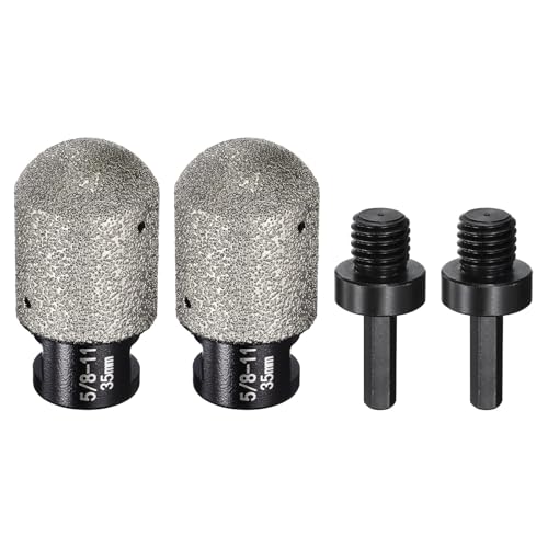 HARFINGTON Diamant-Fingerfräser, 35 mm, 2 Löcher mit 5/8-Zoll-11-Gewinde mit Umwandlung zum Vergrößern, Formen, Fräsen vorhandener Löcher auf Marmor-Arbeitsplatte, Schwarz, 4 Stück von HARFINGTON
