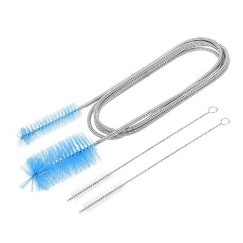 HARFINGTON Flexible, lange Abflussbürste, Strohhalm-Reiniger-Set, 155 cm, Edelstahl, doppelseitig, Schlauchbürste mit 20,3 cm langem Nylonrohr, Reinigung für Aquarium, Spüle, Blau, 3-teilig von HARFINGTON