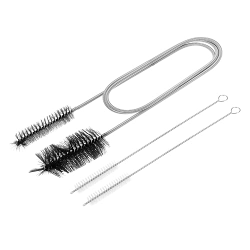 HARFINGTON Flexible, lange Abflussbürste, Strohhalm-Reiniger-Set, 90 cm, Edelstahl, doppelseitig, Schlauchbürste mit 20,3 cm langem Nylonrohr, Rohrreinigung für Aquarium, Schwarz, 3 Stück von HARFINGTON