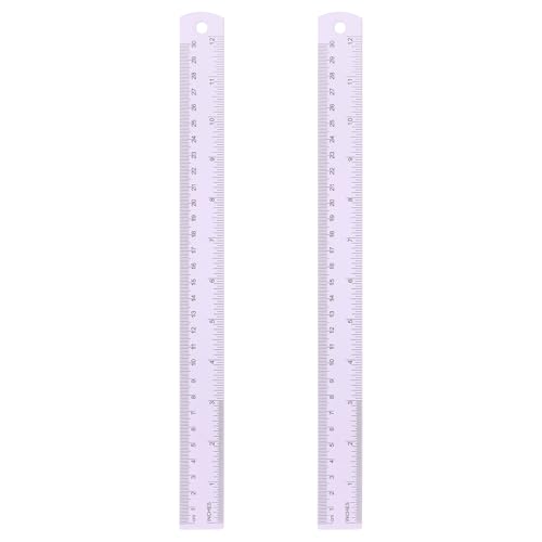 HARFINGTON Gerades Metalllineal, 30 cm, metrisch, SAE, Aluminiumlegierung, Messlineal, Werkzeug mit Loch für Messen, Studium, Lesen, Klassenzimmer, Büro, Lila, 2 Stück von HARFINGTON