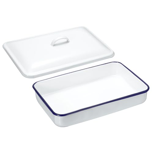 HARFINGTON Metzger-Tablett, Palette, 30 cm x 20 cm x 5 cm, Metall, dreifach emailliert, rechteckig, Malwerkzeug mit Deckel, für Kunstmalerei, Acryl, Aquarell von HARFINGTON