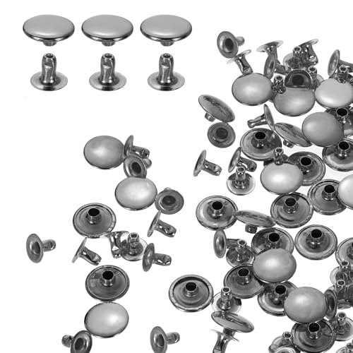 HARFINGTON Nieten, 10 mm, Karbonstahl, Rundkopf, röhrenförmige Metallnieten für Lederhandwerk, Reparaturen, Dekoration, Rotguss, 200 Sets von HARFINGTON