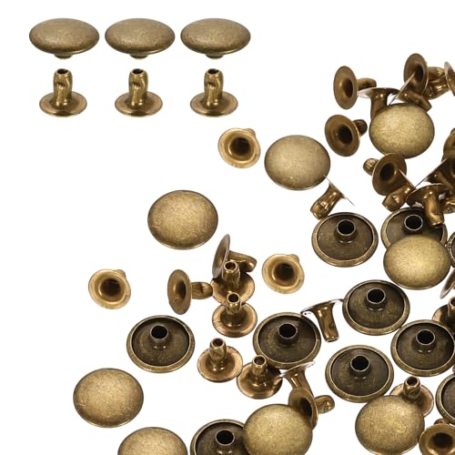 HARFINGTON Nieten, 12 mm, Karbonstahl, Rundkopf, röhrenförmige Metallnieten für Lederhandwerk, Reparaturen, Dekoration, Bronze, 200 Sets von HARFINGTON