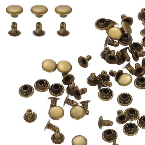 HARFINGTON Nieten, 7 mm, Karbonstahl, Rundkopf, röhrenförmige Metallnieten für Lederhandwerk, Reparaturen, Dekoration, Bronze, 200 Sets von HARFINGTON