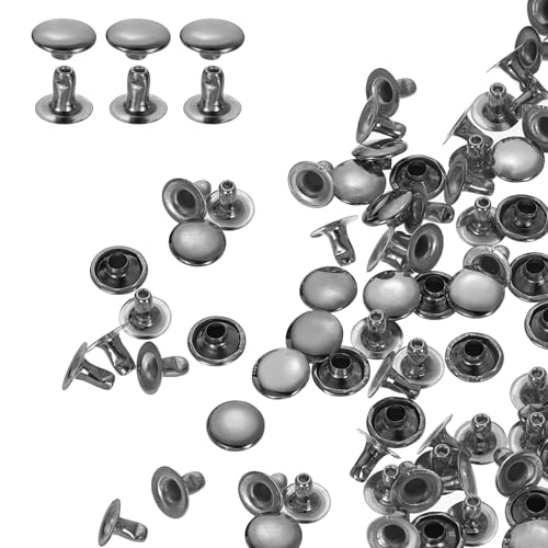 HARFINGTON Nieten, 9 mm, Karbonstahl, Rundkopf-Druckknöpfe, röhrenförmige Metallnieten für Lederhandwerk, Reparaturen, Dekoration, Rotguss, 200 Sets von HARFINGTON