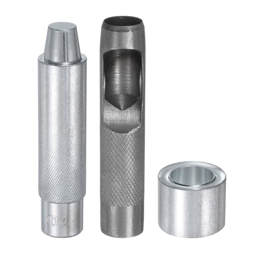 HARFINGTON Ösenlochstanzer, 17 mm, Leder, Hohllochstanzer, 16 mm, Installationswerkzeug, 45# Stahlösen, Ösen-Einstellwerkzeug-Set mit Basis für Stoff, Kleidung, Handwerk, Taschen von HARFINGTON