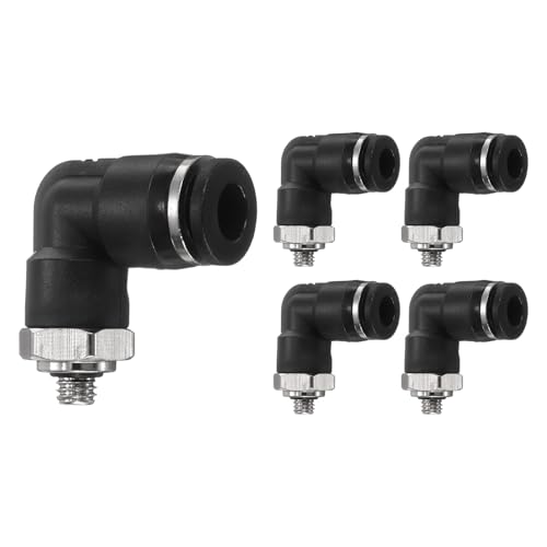 HARFINGTON Push to Connect Fittings, Außenwinkel, 6 mm Rohr OD x 10-32 UNF-Gewinde, Kunststoff, Schnellverbindung, Luftschlauch, pneumatisches Anschluss-Set, Push-Lock-Anschluss PL6-U, Schwarz HARFINGTON Push to Connect Fittings, Außenwinkel, 6 mm Rohr OD x 10-32 UNF-Gewinde, Kunststoff, Schnellverbindung, Luftschlauch, pneumatisches Anschluss-Set, Push-Lock-Anschluss PL6-U, Schwarz von HARFINGTON