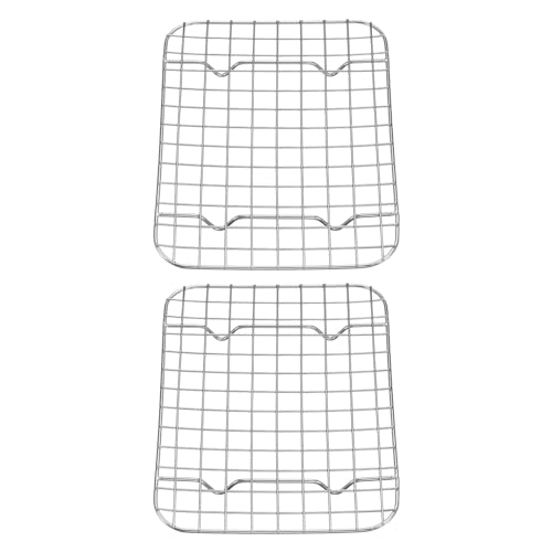 HARFINGTON Quadratischer Grill, 22,1 x 16 cm, 201 Edelstahl, Kühlgitter mit 17 mm 4 Beinen zum Backen, Braten, Kochen, Grillen, 2 Stück von HARFINGTON