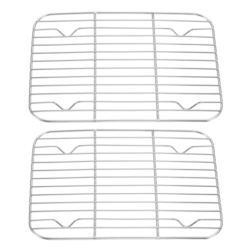 HARFINGTON Quadratisches Grillnetz, 22,1 x 16 cm, 201 Edelstahl, Kühlgitter mit 16 mm 4 Beinen zum Backen, Braten, Kochen, Grillen, 2 Stück von HARFINGTON