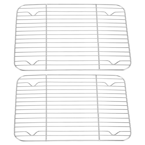 HARFINGTON Quadratisches Grillnetz, 30 x 23,1 cm, 201 Edelstahl, Kühlgitter mit 15,5 mm 4 Beinen zum Backen, Braten, Kochen, Grillen, 2 Stück von HARFINGTON