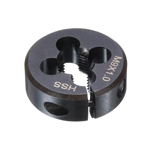 HARFINGTON Runde Schneideisen M9 x 1,5, metrisches Gewinde, 25 mm Außendurchmesser, verstellbar, rechts, Hochgeschwindigkeitsstahl (HSS), runde Schneideisen für Gewindereparatur von HARFINGTON