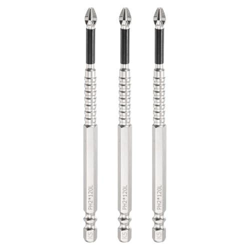 HARFINGTON Schlag-Kreuzschlitz-Schraubendreher-Bits PH2 (#2), rutschfeste Spitze, 1/4-Zoll-Sechskantschaft, 120 mm lang, magnetischer Kreuzschraubendreher, industrielle Bohrer-Bits zum Entfernen von von HARFINGTON
