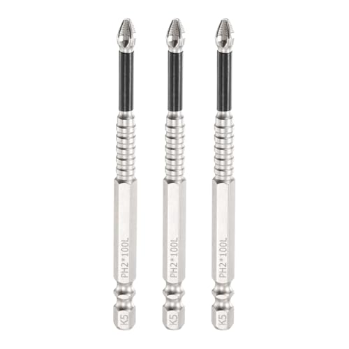 HARFINGTON Schlag-Kreuzschlitz-Schraubendreher-Bits PH2 (#2), rutschfeste Spitze, 6,35 mm Sechskantschaft, 100 mm lang, magnetischer Kreuzschraubendreher, industrielle Bohrer-Bits zum Entfernen von von HARFINGTON