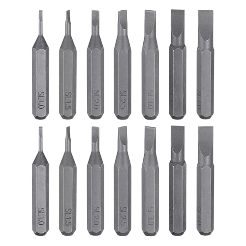 HARFINGTON Schlitzschraubendreher-Bit-Set SL1.0-SL4.0 6,35 mm Sechskantschaft, 28 mm Länge, S2-Stahl, magnetischer Schlitzschraubendreher-Bits für elektrische manuelle Schraubendreher HARFINGTON Schlitzschraubendreher-Bit-Set SL1.0-SL4.0 6,35 mm Sechskantschaft, 28 mm Länge, S2-Stahl, magnetischer Schlitzschraubendreher-Bits für elektrische manuelle Schraubendreher von HARFINGTON