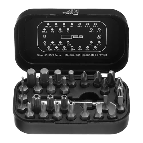 HARFINGTON Schraubendreher-Bit-Set, 28 mm Länge, S2-Stahl, magnetisch, Kreuzschlitz, Schlitz, Sechskant-Torx-Bohrer mit Bithalter für elektrische manuelle Schraubendreher, Präzisionsreparatur, 29 von HARFINGTON