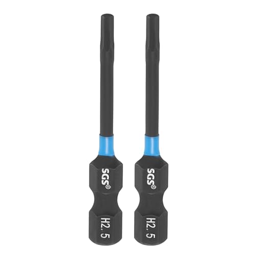 HARFINGTON Sechskantschlüssel-Bohrer, 2,5 mm (H2,5), 6,35 mm Sechskantschaft, 50 mm Länge, S2-Stahl, magnetischer Sechskant-Schlagschrauber-Bit, 2 Stück von HARFINGTON