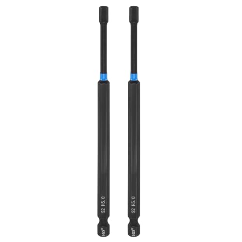 HARFINGTON Sechskantschlüssel-Bohrer, 5 mm (H5), 1/4-Zoll-Sechskantschaft, 150 mm Länge, S2-Stahl, magnetischer Sechskant-Schlagschrauber, metrischer Schraubendreher-Bit, 2 Stück von HARFINGTON