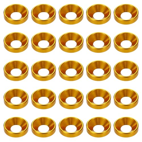 HARFINGTON Senkkopf-Unterlegscheiben, M6, eloxierte Aluminiumlegierung, Schraubendichtungen für mechanisches Zubehör, goldfarben, 40 Stück HARFINGTON Senkkopf-Unterlegscheiben, M6, eloxierte Aluminiumlegierung, Schraubendichtungen für mechanisches Zubehör, goldfarben, 40 Stück von HARFINGTON