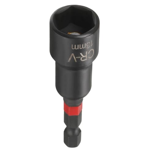 HARFINGTON Steckschlüssel-Bohrer, 13 mm, metrischer Stecknuss, 1/4-Zoll-Sechskantschaft, 65 mm lang, magnetische 6-Punkt-Stecknüsse, Schnellwechsel, phosphatierter CR-V-Stahl, Bolzen-Setter für von HARFINGTON