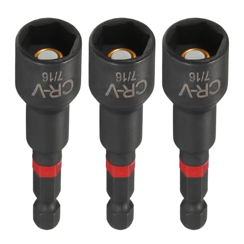 HARFINGTON Steckschlüssel-Bohrer, 7/16-Zoll-Stecknuss, 1/4-Zoll-Sechskantschaft, 65 mm lang, magnetische 6-Punkt-Stecknüsse, Schnellwechsel, phosphatierter CR-V-Stahl, Bolzen-Setter für HARFINGTON Steckschlüssel-Bohrer, 7/16-Zoll-Stecknuss, 1/4-Zoll-Sechskantschaft, 65 mm lang, magnetische 6-Punkt-Stecknüsse, Schnellwechsel, phosphatierter CR-V-Stahl, Bolzen-Setter für von HARFINGTON