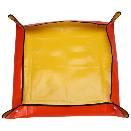 HARFINGTON Umtopfmatte, 66 x 66 cm, PE-Tuch, wasserdichte Pflanzen-Umtopfmatte, faltbar, tragbar, Garten-Antopfschale mit Kunststoffschnalle für Innenpflanzenwechsel, Bodenbewässerung, Gelb von HARFINGTON