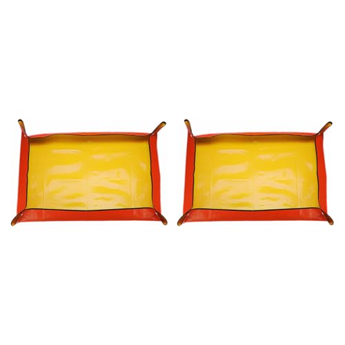 HARFINGTON Umtopfmatte, 74,9 x 100,1 cm, PE-Tuch, wasserdichte Pflanzen-Umtopfmatte, faltbar, tragbar, Garten-Antopfschale mit Kunststoffschnalle für Zimmerpflanzenwechsel, Bodenbewässerung, Gelb, 2 von HARFINGTON