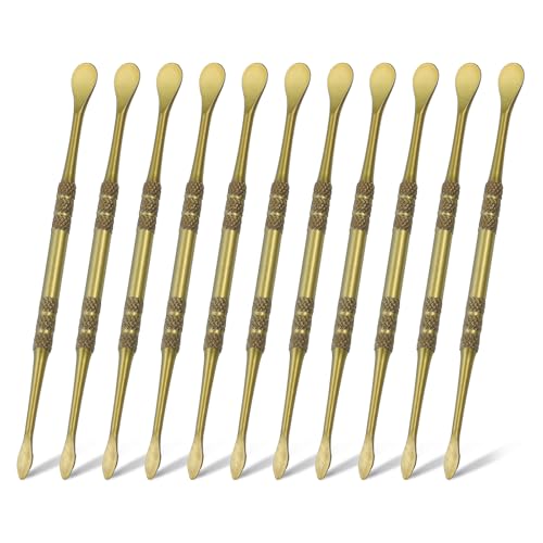 HARFINGTON Wachsschnitzwerkzeug, 12,1 cm, doppelköpfig, Edelstahl, Skulpturenwerkzeug-Set, Modellierung, Gravur, Modellierlöffel, für Ton, Töpferei, Basteln, Formen, Grüngold, 11 Stück von HARFINGTON