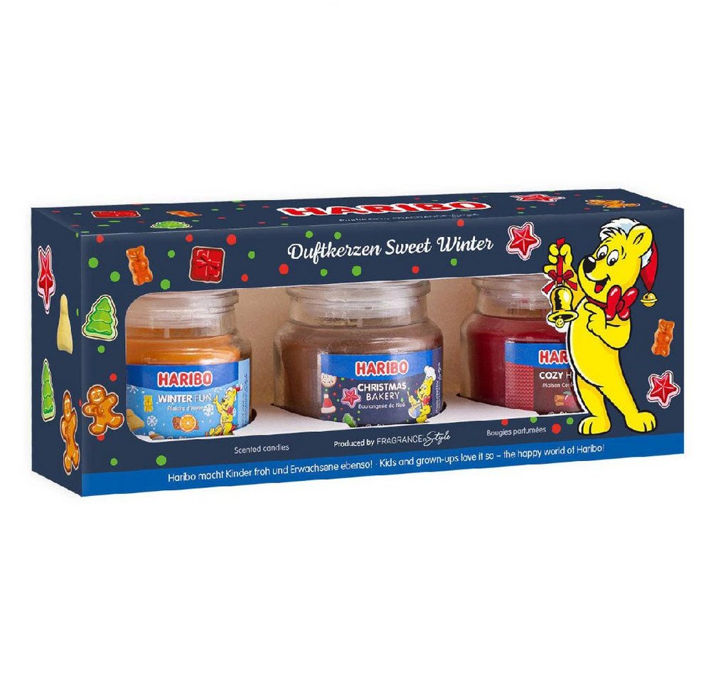 HARIBO Duftkerze 3er Set Christmas Bakery, Winter Fun und Cozy Home - 3x85g von HARIBO