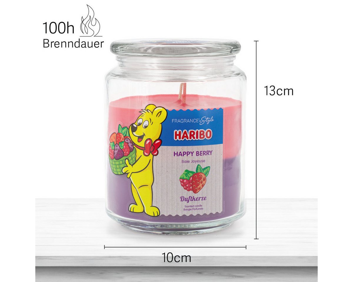 HARIBO Duftkerze Haribo Happy Berry - 510g (1-tlg), Brenndauer 100 Stunden, Duftkerze Fruchtig von HARIBO