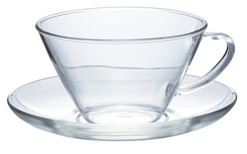 HARIO Breites Teetassen- und Untertassen-Set, 230 ml, transparent von HARIO