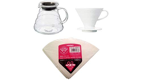 HARIO Kaffee Set Kaffekanne mit passendem Kaffefilter & Filterpapier Größe 2 XGS-60TB + VDC-02W + VCF-02-100W HARIO Kaffee Set Kaffekanne mit passendem Kaffefilter & Filterpapier Größe 2 XGS-60TB + VDC-02W + VCF-02-100W von HARIO