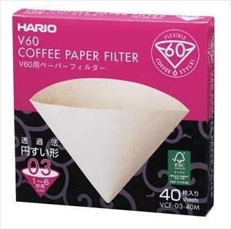 Hario V60 Kaffeepapierfilter, Größe 03, 40 Stück, verpackt (insgesamt 40 Blatt), naturfarben von HARIO