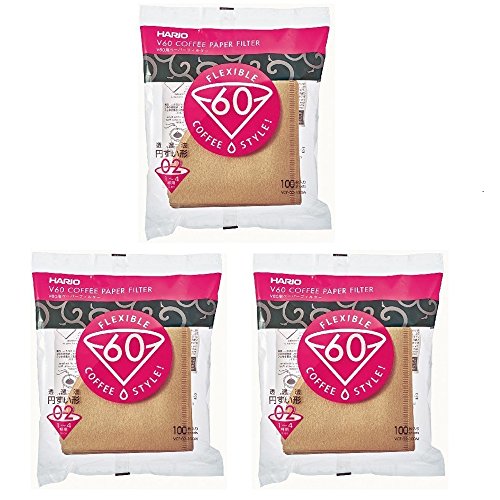 Hario V60 Papier-Kaffeefilter, Größe 02-3 - 100 Stück (insgesamt 300 Filter) Import Japan - Natural Paper von HARIO