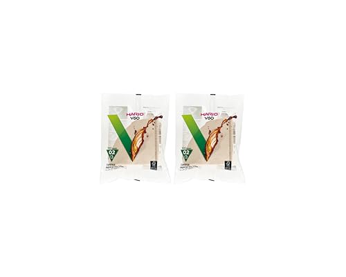 Papier-Kaffeefilter V60 von Hario 100 count, 2 pack Size 02 Natürliche Registerkarten von HARIO