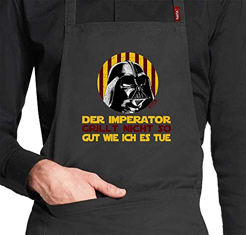 HARIZ Grillschürze Koch-Schürze Der Imperator Grillt Nicht So Gut Wie Ich Es Tue Grill Geburtstag Plus Geschenkkarten Schwarz One Size von HARIZ