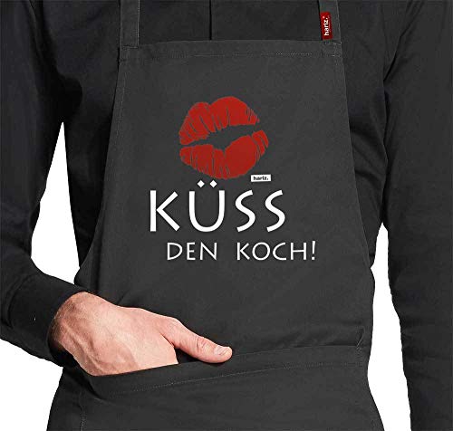 HARIZ Grillschürze Koch-Schürze Küss Den Koch Grillen Sprüche Plus Geschenkkarten Schwarz One Size von HARIZ