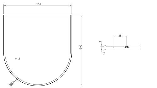 Funkenschutzplatte Metall Halbrund Graphit - 1230 x 1300 mm von HARK