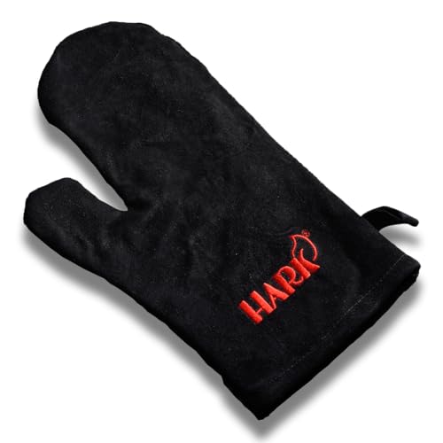 HARK Kaminhandschuh Grillhandschuh hitzebeständig Universal Handschuh aus Wildleder bietet Schutz vor Hitze und Verbrennungen, mit Aufhängeöse, für Kamin Ofen Grill Backofen von HARK