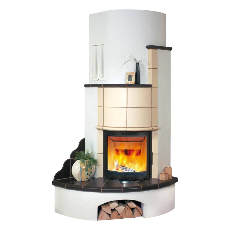 Kachelkamin 3/132.0 5 kW - Jade/Schoko - Rad.600/57RK-E. 03, Bank links von HARK