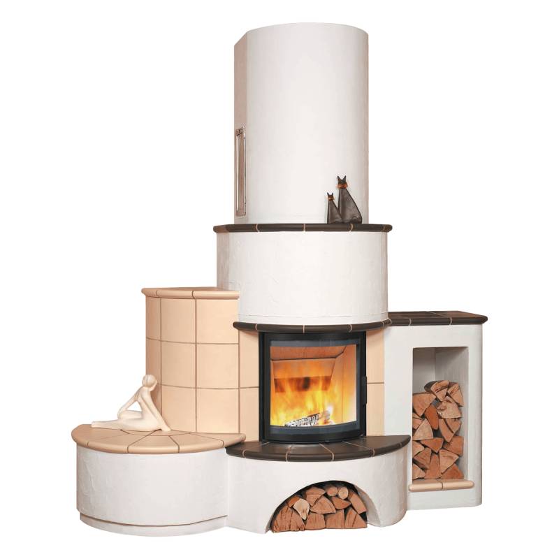 Kachelkamin 3/184.4 5 kW - Jade/Schoko - Rad.600/57RK-E. 03, Bank links von HARK