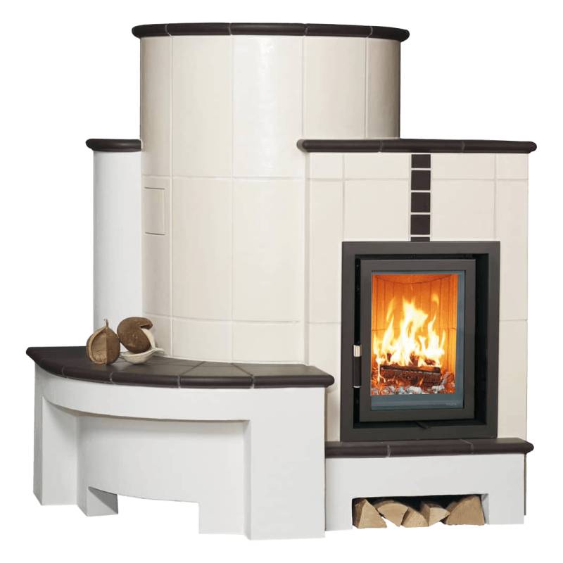 Kachelofen 5/103.4 7 kW - quarz-weiß/schoko - Premio - Bank links von HARK